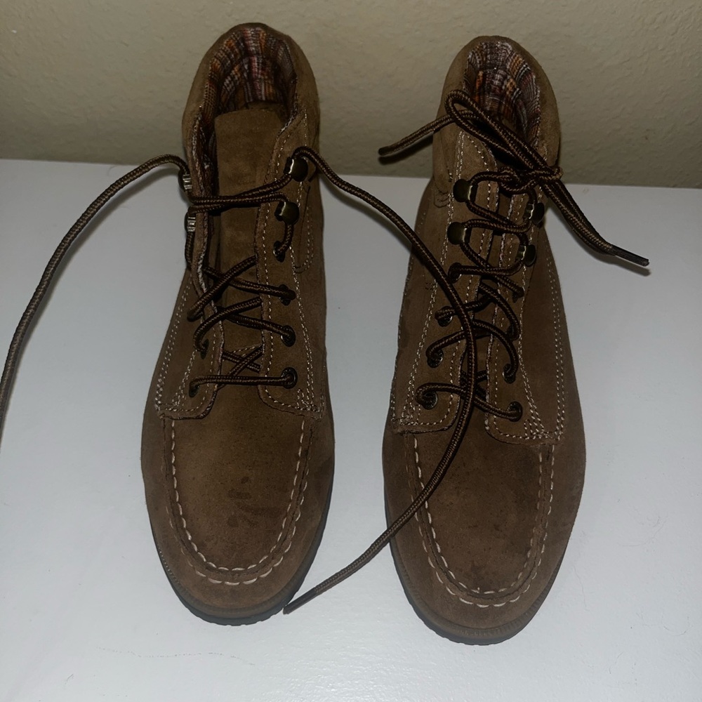 Bass Brown Ankle Boots Moccasin-Style Suede